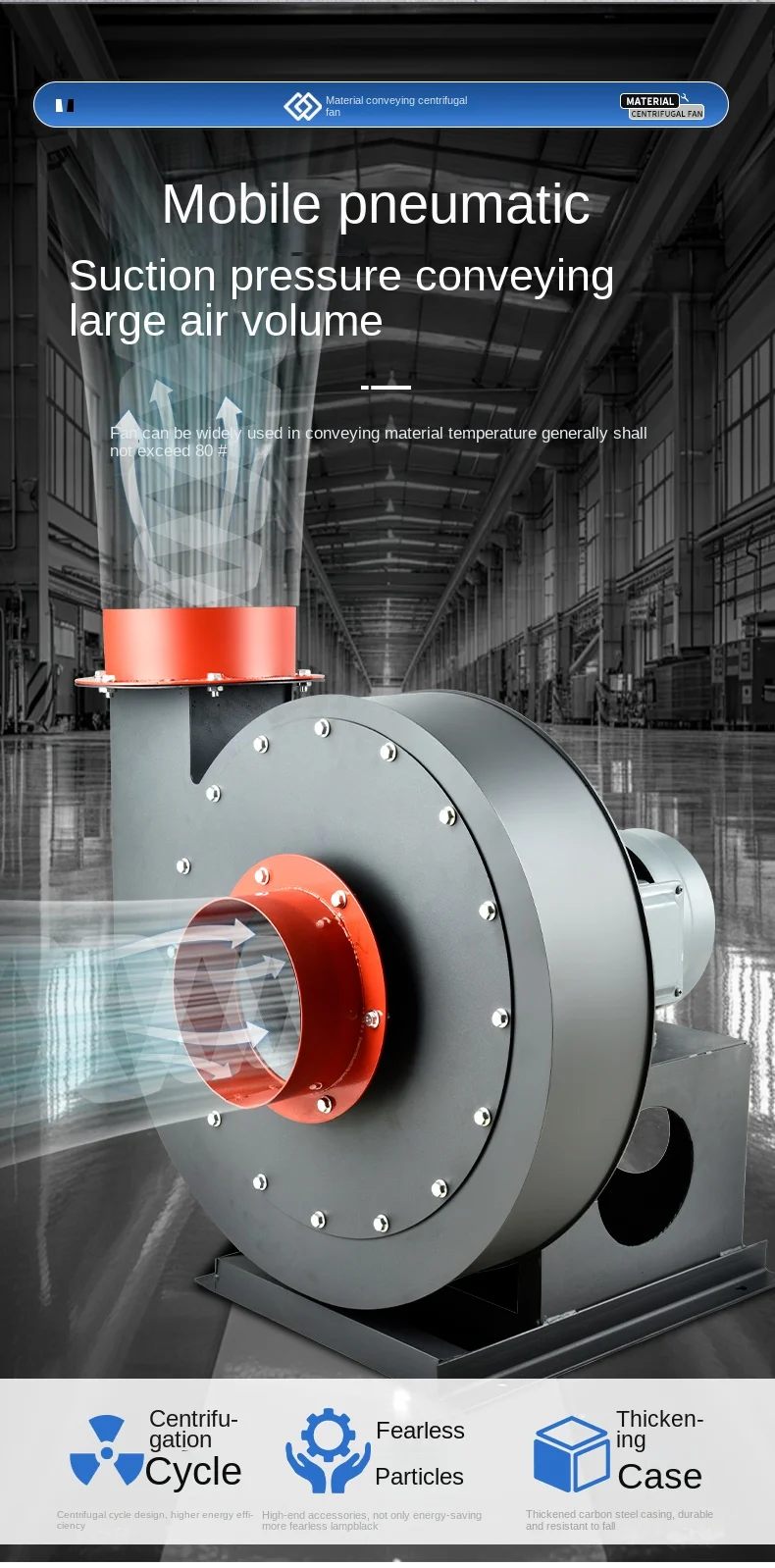 Removal Strong Suction Fan, 380V, Centrifugal - detail 10