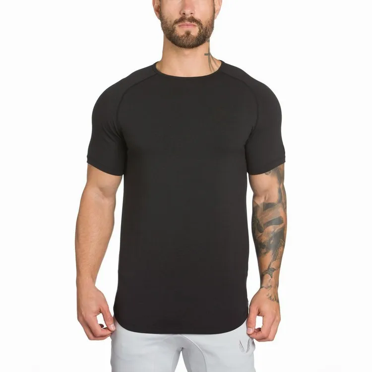 Gym Fit Black Blank Custom Cut Off Longline Workout Fitness Polyester Mens Gym Tshirt Buy Mens