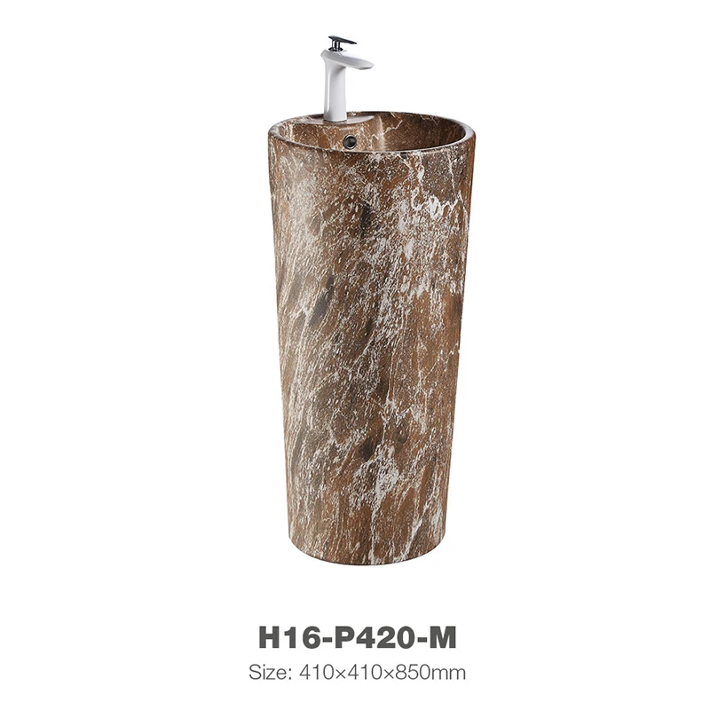Factory Wholesale Selling Ceramic Hand Washing Basin Standing Pedestal Washbasin H16-P420-M