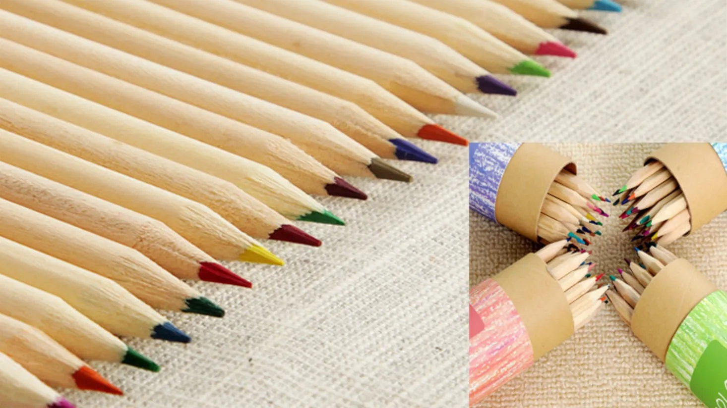 Customize Pattern 12 In 1 Wood Colored Pencils Cases Craft Paper Tube 7 Inch Color Pencil