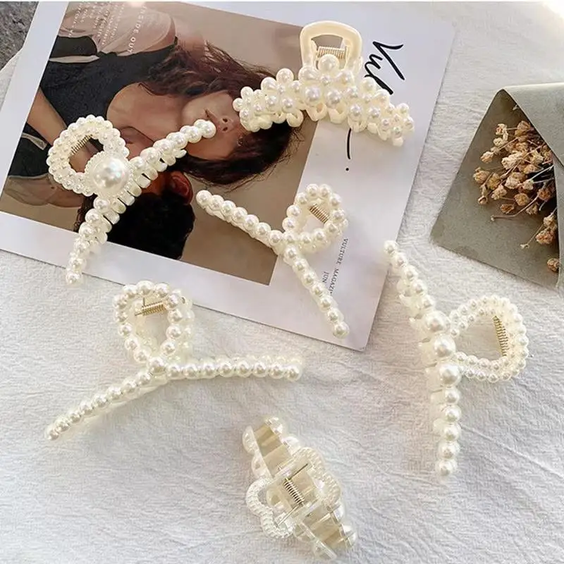 Jiris 2022 Korean Ins Elegant Style Pearl Hair Claw Clips Muliti Size ...