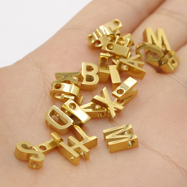 Stainless Steel Capitalized Letter Pendant 8mm Cubic Initial Diy Letter