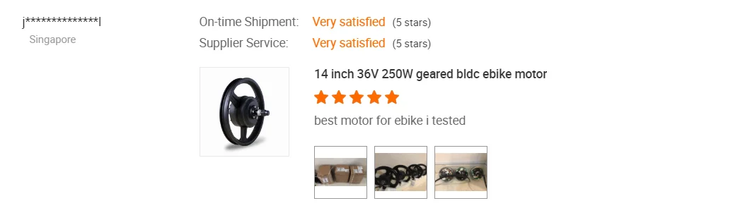 36V 250W electric bicycle motor