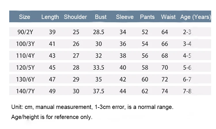 girls pajamas set size chart