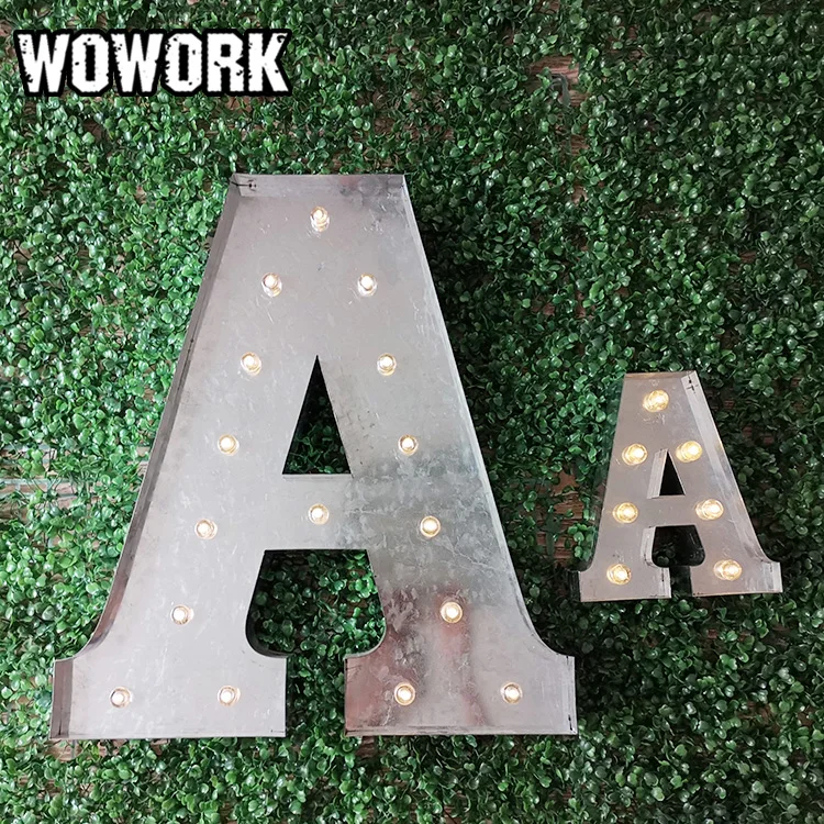 WOWORK cheapest amcreative fairy cordless vintage galvanize marquee letter lights for shop decoration