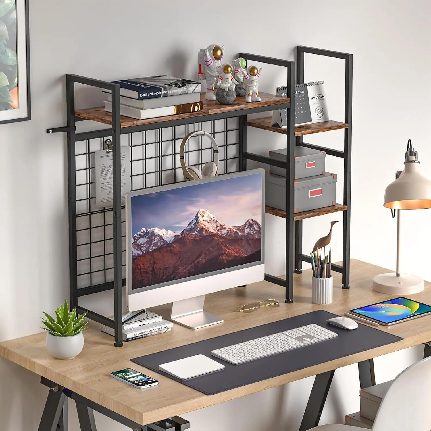 Fen Rack Three-Tier Metal Desktop Storage Rack for Home Student Dormitory ...