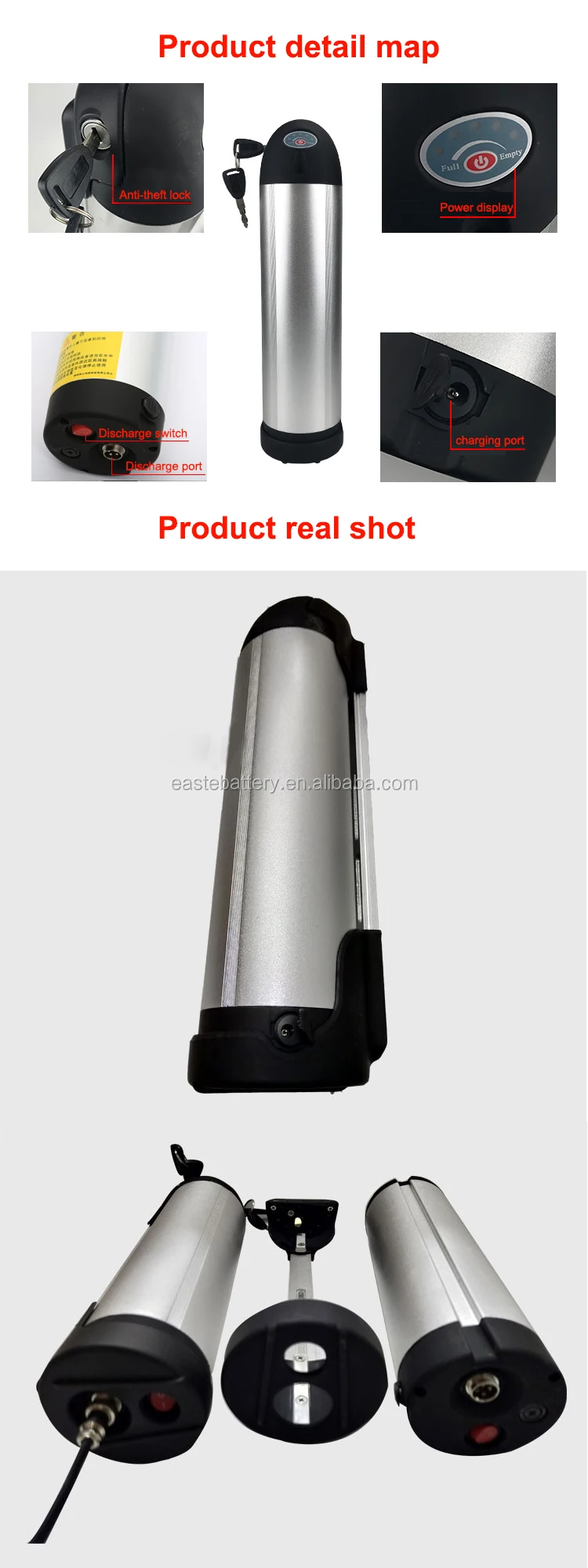 Batterie Vélo électrique 36V 10Ah (374Wh) Li-Ion - Pour DYU, Kugoo Et Modèles Universels - Neuf