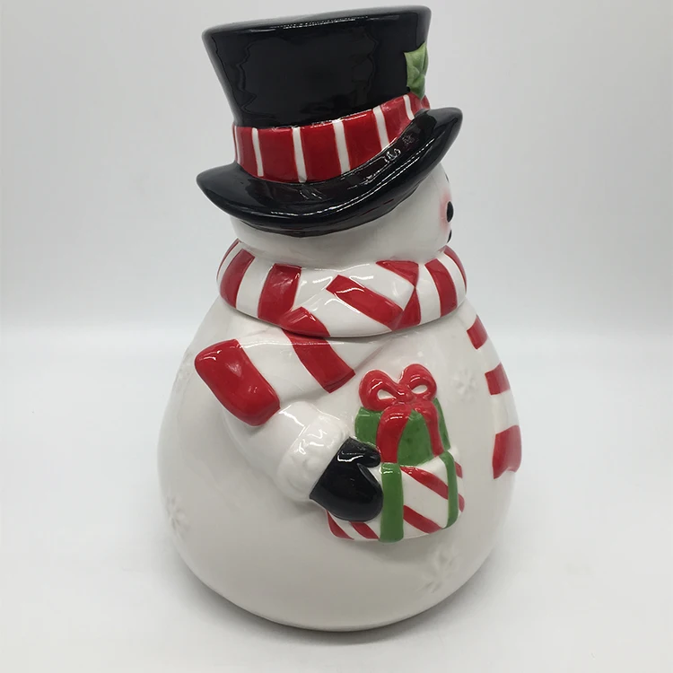 Wholesale Ceramic Holiday Treats Food Candy Snowman Cookie Jar