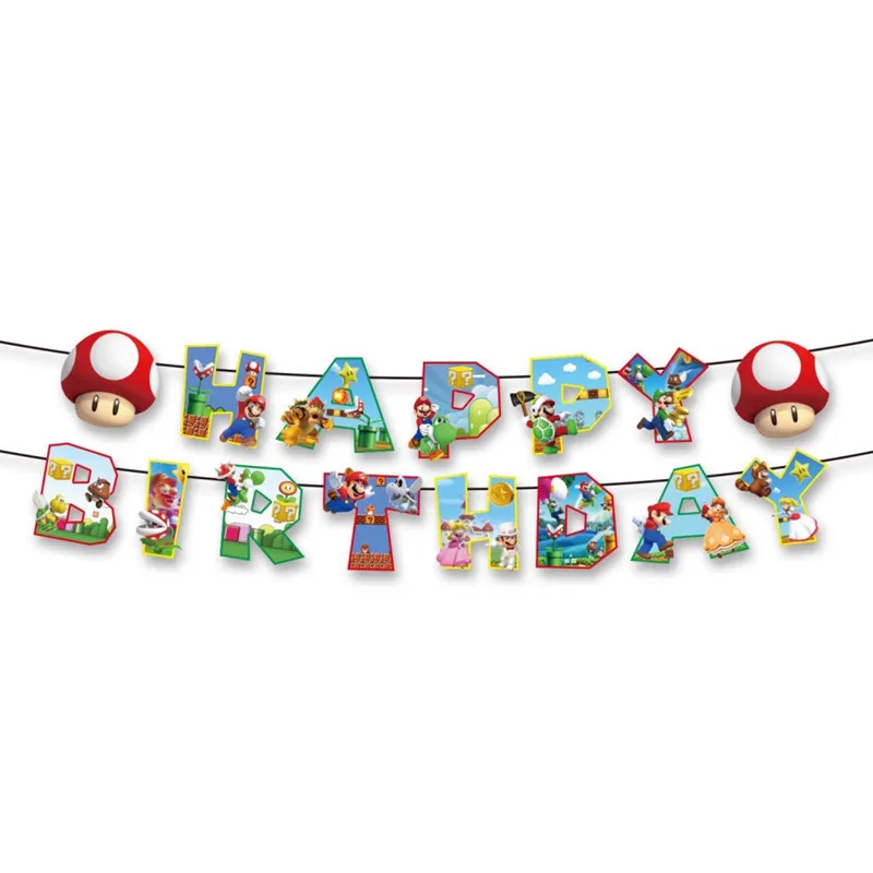 Mario Paper Decoration Mario Paper Plate Cup Napkin Birthday Banner For