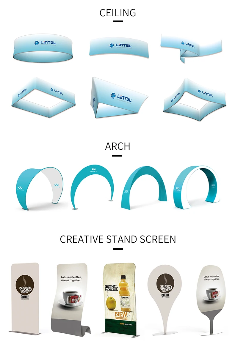 Custom trade show backdrop stand with straight fabric tension display stand other trade show equipment