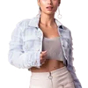 Long sleeves pointed collar cropped jeans jacket botton front Dominique Denim Tulle Jacket