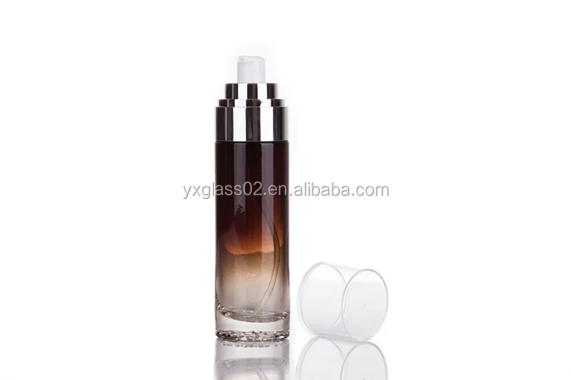 Luxury Cosmetic glass bottle set -- skincare container manufacturer-- new style design with pump&spray&gold/aluminum cap manufacture