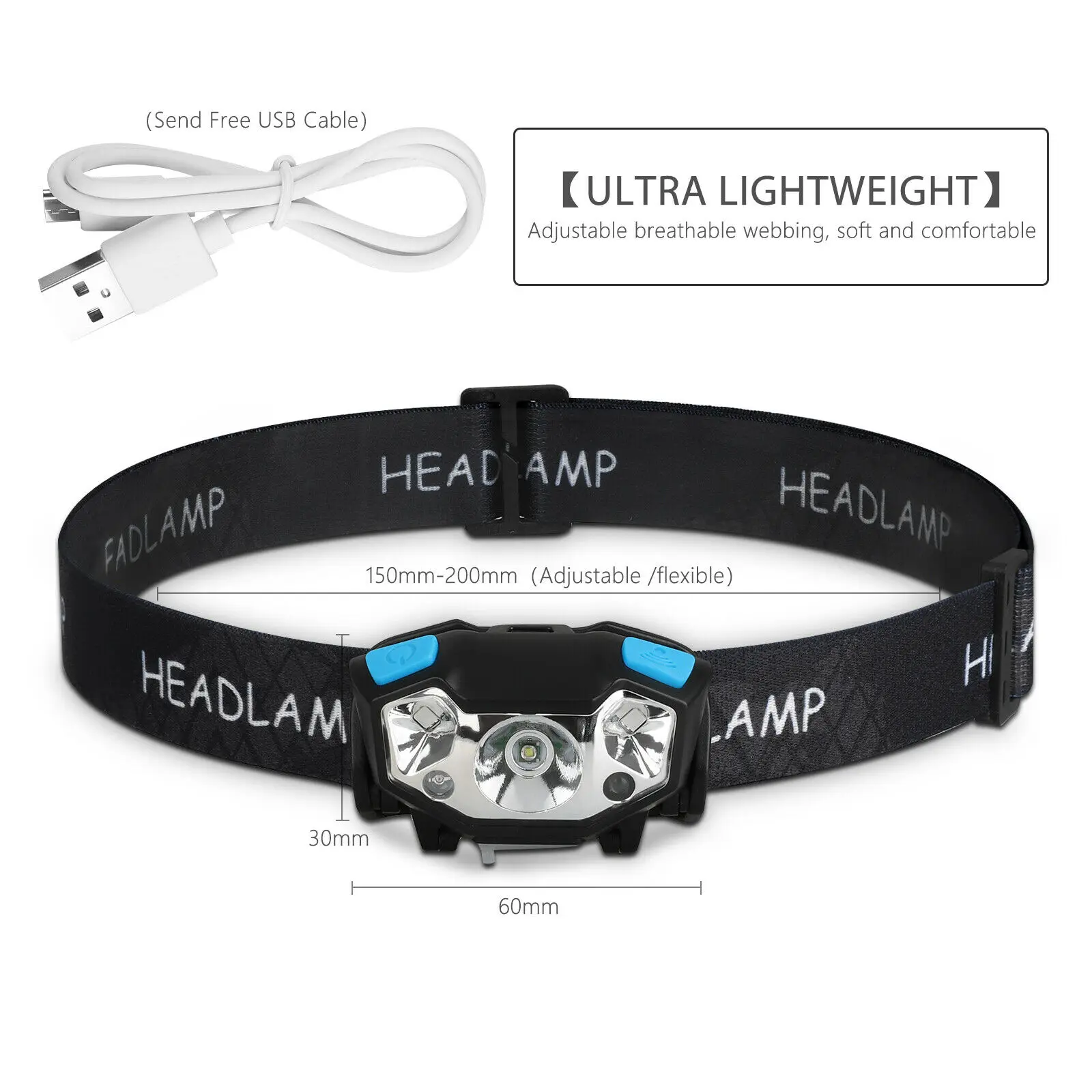 Hot Selling Motion Sensor Led Headlamp Usb Rechargeable Red Light Led