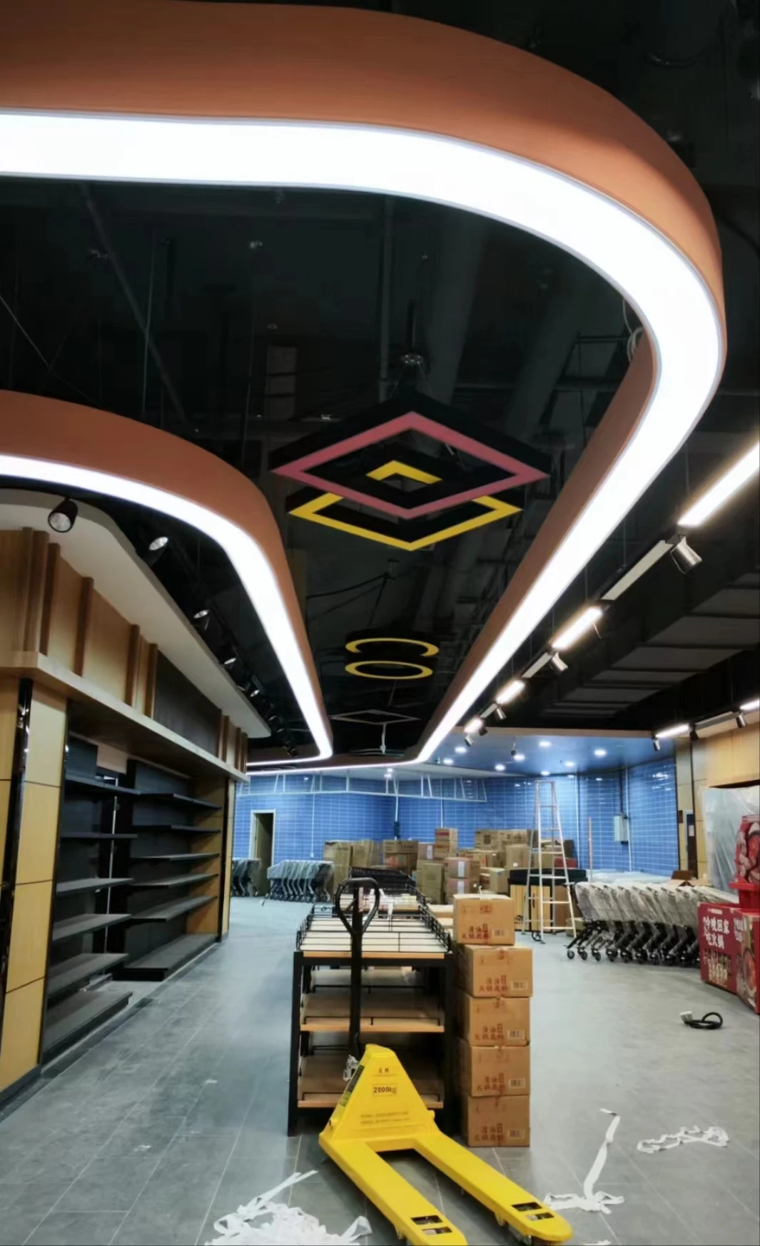 product led office square chandelier for meeting rooms gyms shopping malls ceiling lamp with modeling light-13