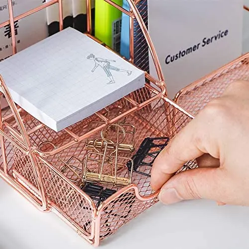 gold mesh desk organizer
