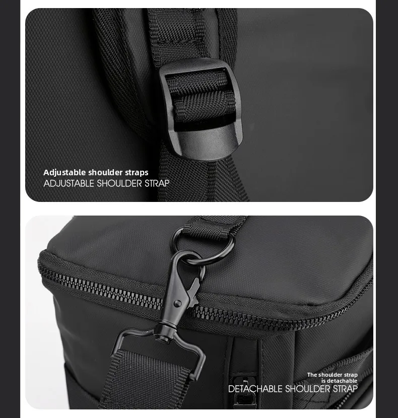 Men's Large Capacity Waterproof GPS Backpack Multifunctional PU Laptop Bag Zipper Handheld Business Travel Crossbody Polyester