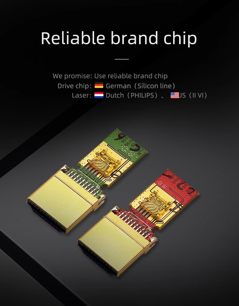 Custom Version A type male to A type male support 4K 3D 15m AOC fiber HDMI 4K cable