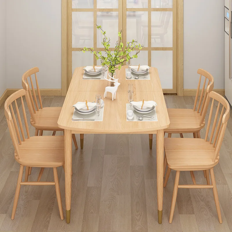 product-BoomDear Wood-woodenextendable dining table with copper foot solid wood modern home furnitur