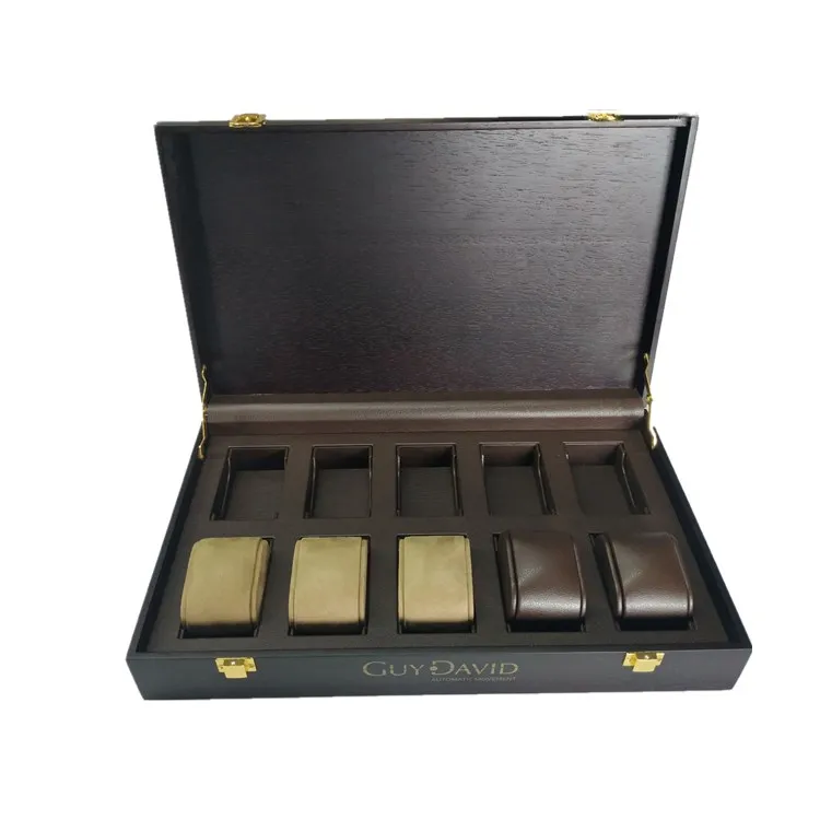 Custom high-end and luxury brown natural wooden watch box for 12pcs
