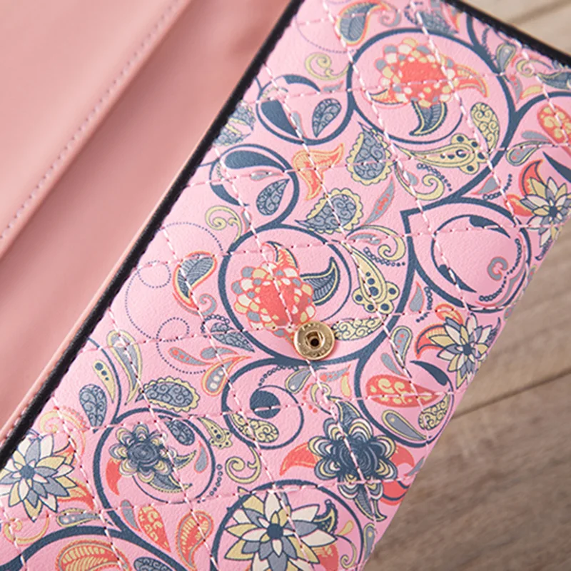 2020时尚刺绣面料长款钱包pu皮革女士钱包手拿包mujer钱包