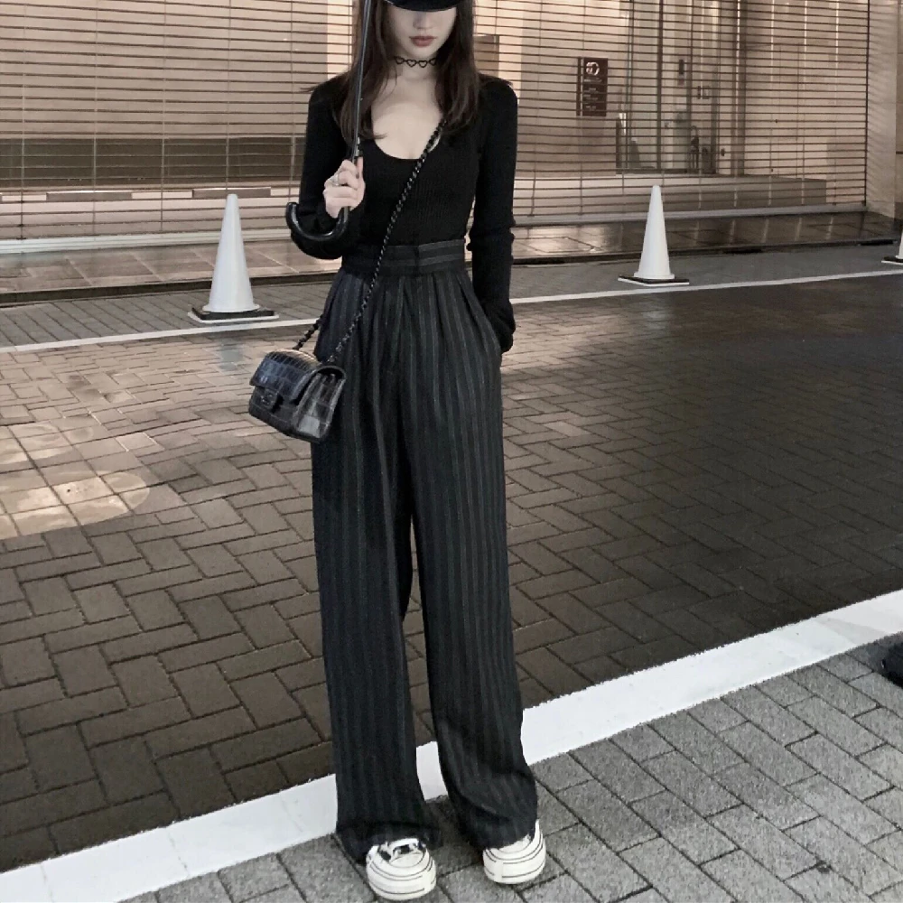 ladies striped wide leg trousers