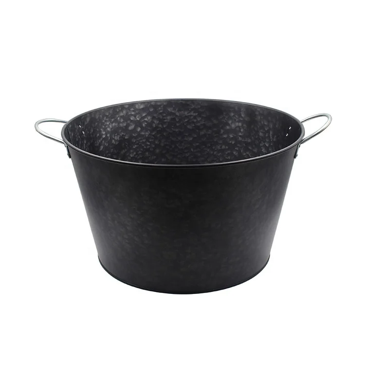 Black Galvanized Metal 16" Round Beverage Tub With Handles Buy Beverage Tub,Galvanized Steel
