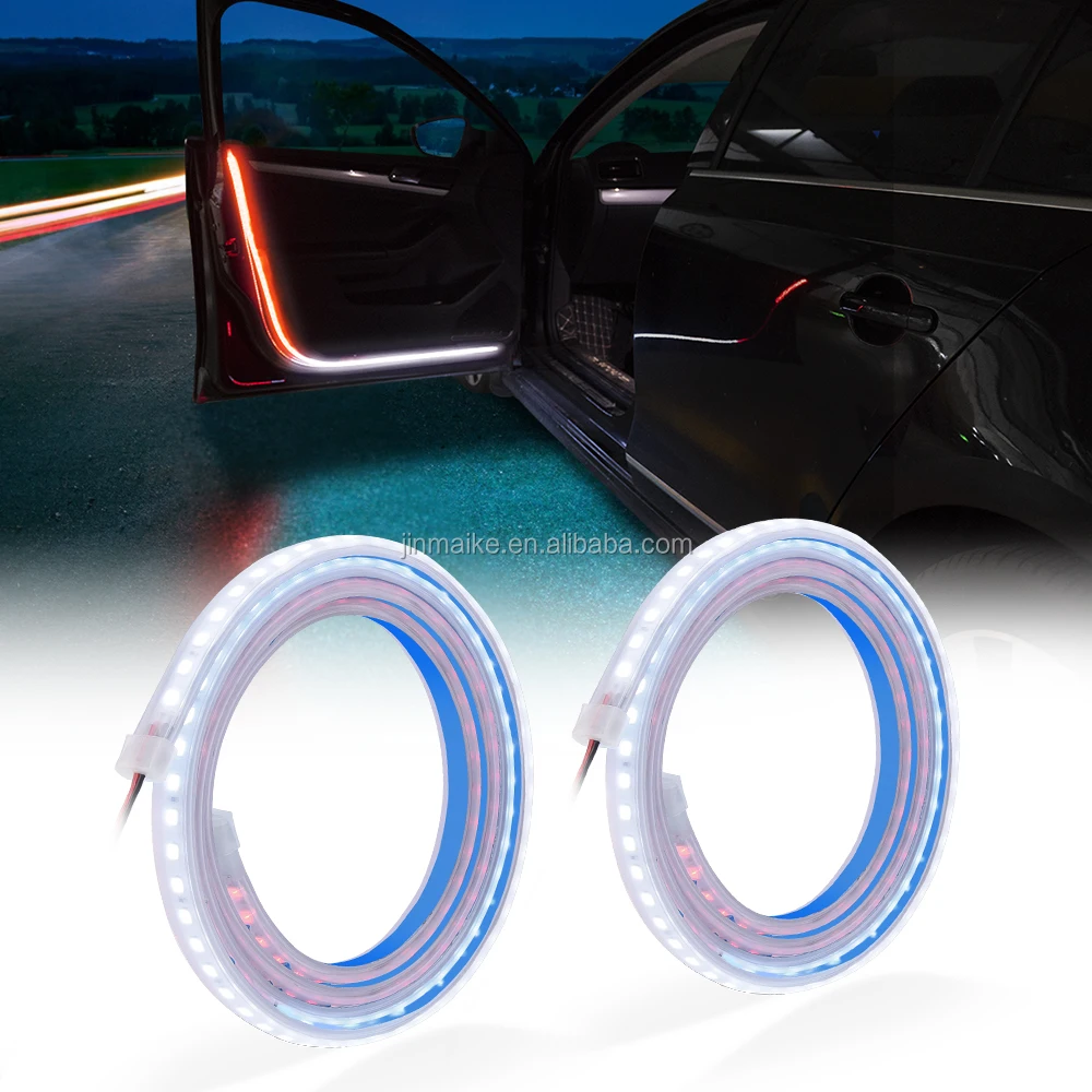 Mictuning 2pcs 12v Dual Colors Car Door Soft Led Strips Warning Safety