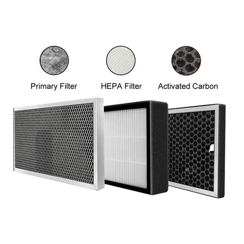 Caja purificadora de aire de 8 pulgadas con filtros primarios, de carbón activado y HEPA