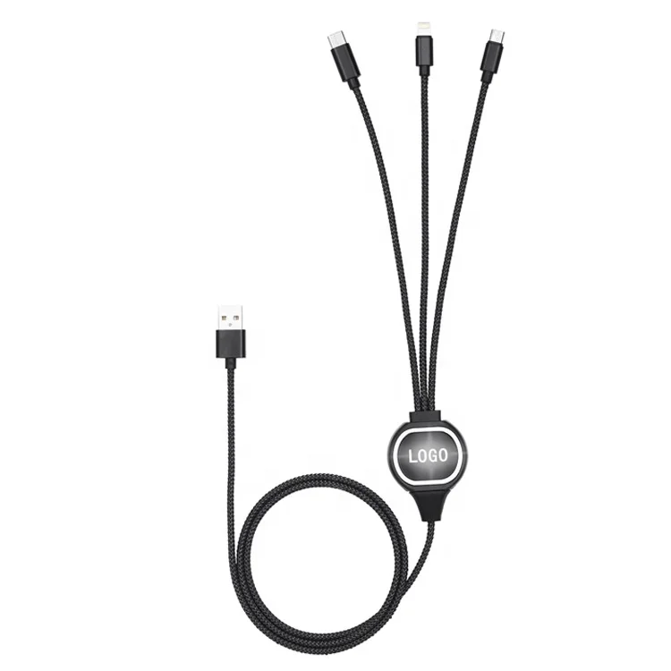 New hot selling 3 in 1 usb cable led usb cable with lighting, micro, type C fast speed charging cable for all phone - ANKUX.COM