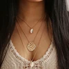 European and American cross-border retro golden sea shell beach three-layer necklace in pine and stone