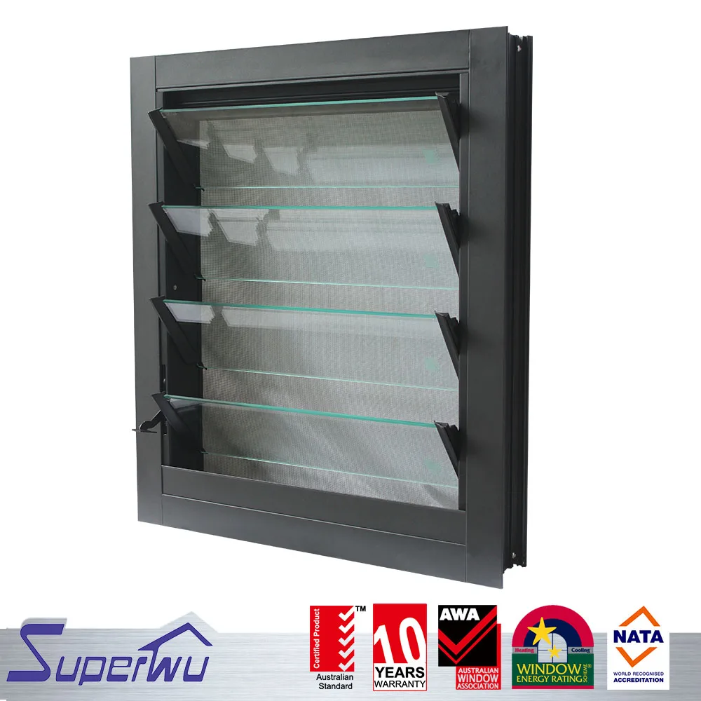Aluminum louver windows high quality black color powder coated windows