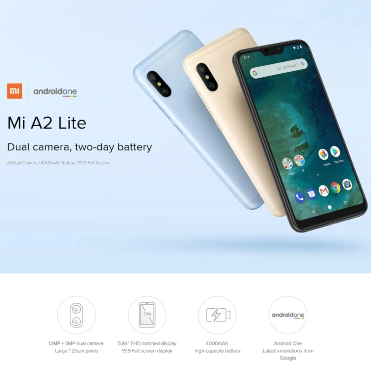 Mạng 4G Điện thoại thông minh Xiaomi Mi A2 Lite Điện thoại di động Android 5,84 inch Điện thoại di động gốc OEM 5g điện thoại thông minh