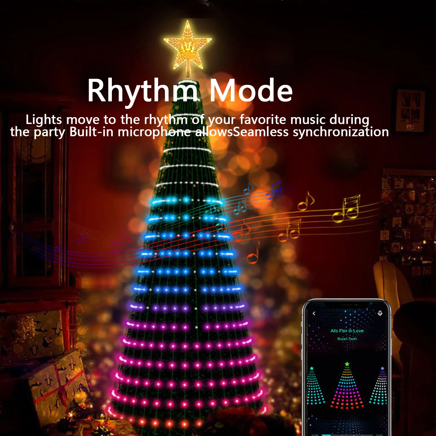 Holiday Lighting Xmas Decoration Smart Christmas Tree Lights Controlled