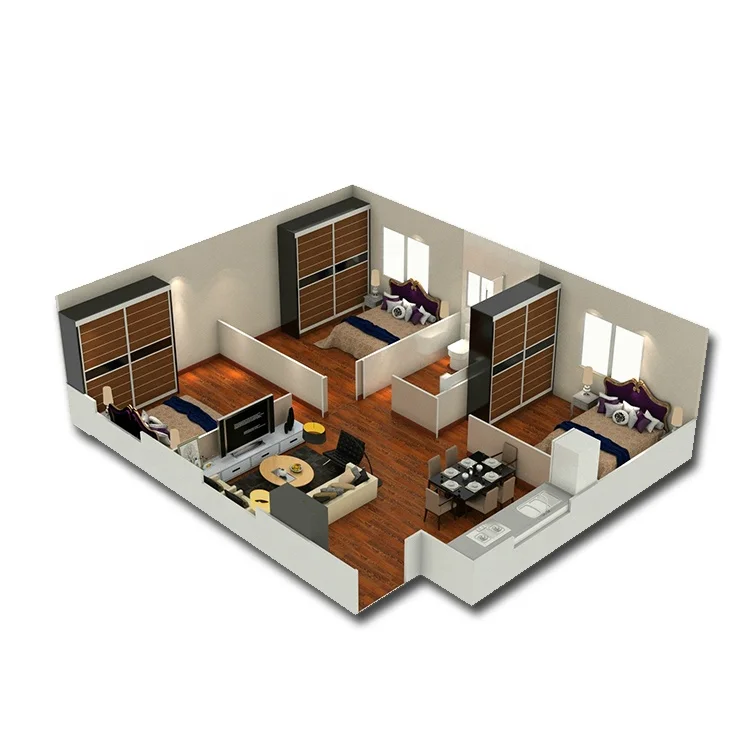 3 bedrooms prefabricated house floor plan