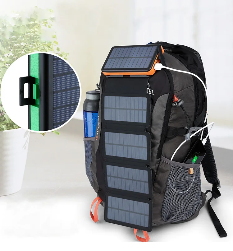 OEM Flashlight Solar Charger Portable QC3.0 PD Type C Fast 4 USB 10000mAh 20000mAh Power Bank for Outdoors Camping - ANKUX.COM