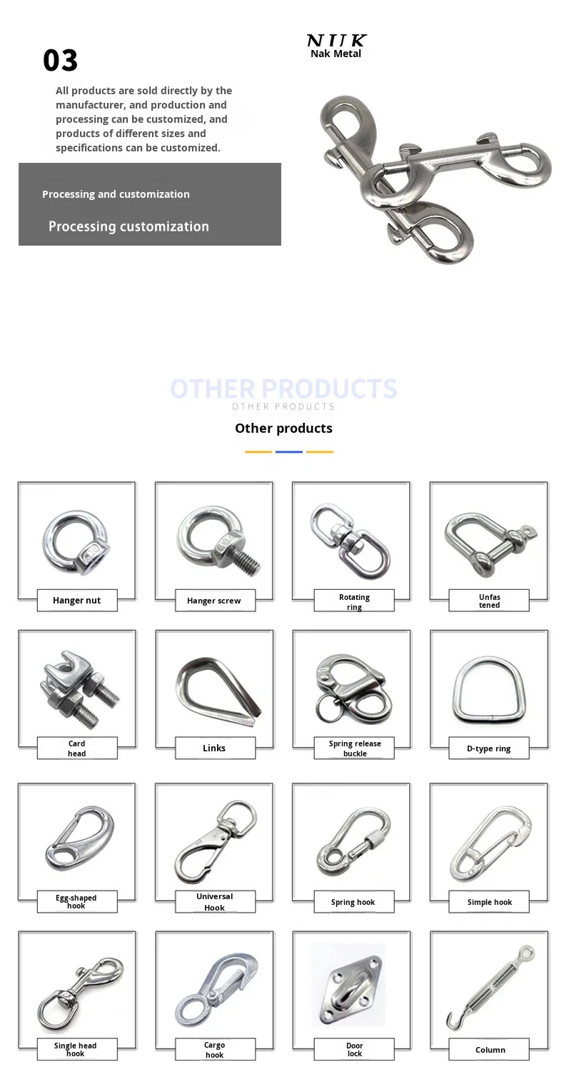 316 Stainless Steel Double-Head Spring Hook, Type B Hook for Dog Chain ...