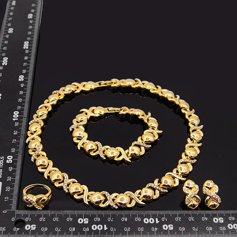 Latest Design 18k Gold Plated Wholesale Artificial Jewellery Set I Love