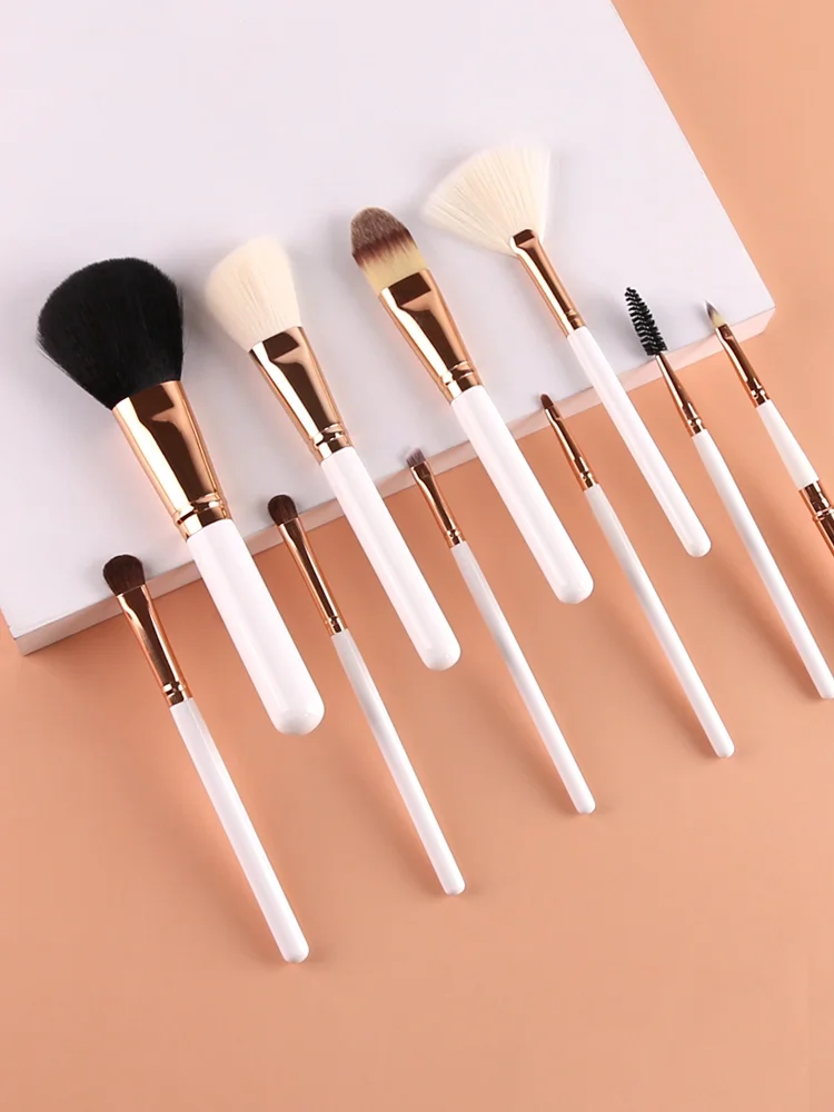 10pcs White Makeup Brush Set Customized Logo Private Label Makeup