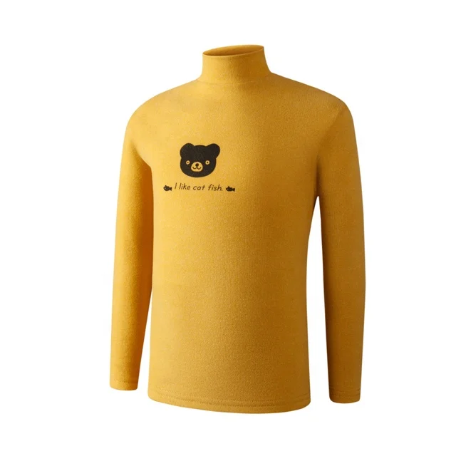 
Solid Color Girl Pullover Boys Clothing Long Sleeve Custom Children High-necked Sweatshirt Bottom Shirt Winter Wear Outside 