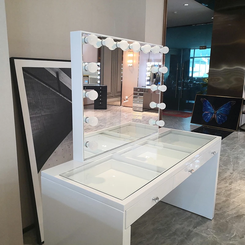 Docarelife1.5m See Through Vanity Hollywood Makeup Mirror Table Set