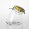 Unique shape glass storage jar with clip glass and ceramic lid