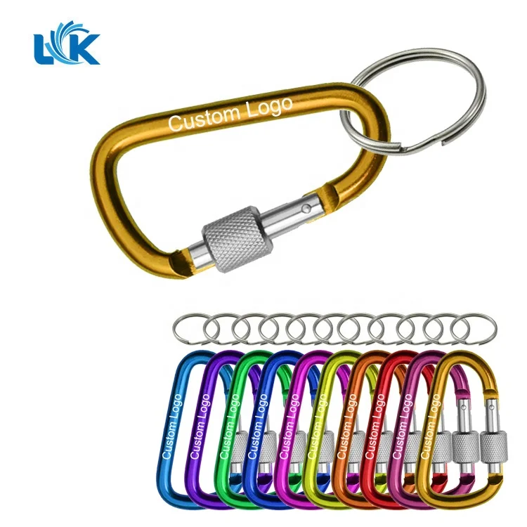 Aluminum Carabiner 8cm Dring Locking Key Clip Hook Snap For Outdoor