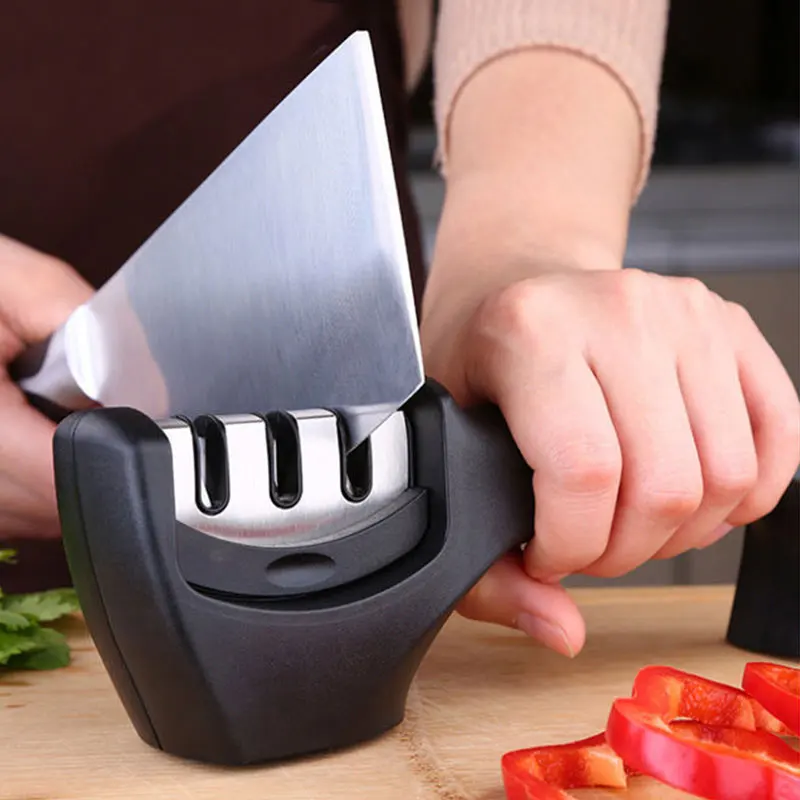 Portable Diamond And Ceramic Mini 3 Stage Kitchen Knife Sharpener