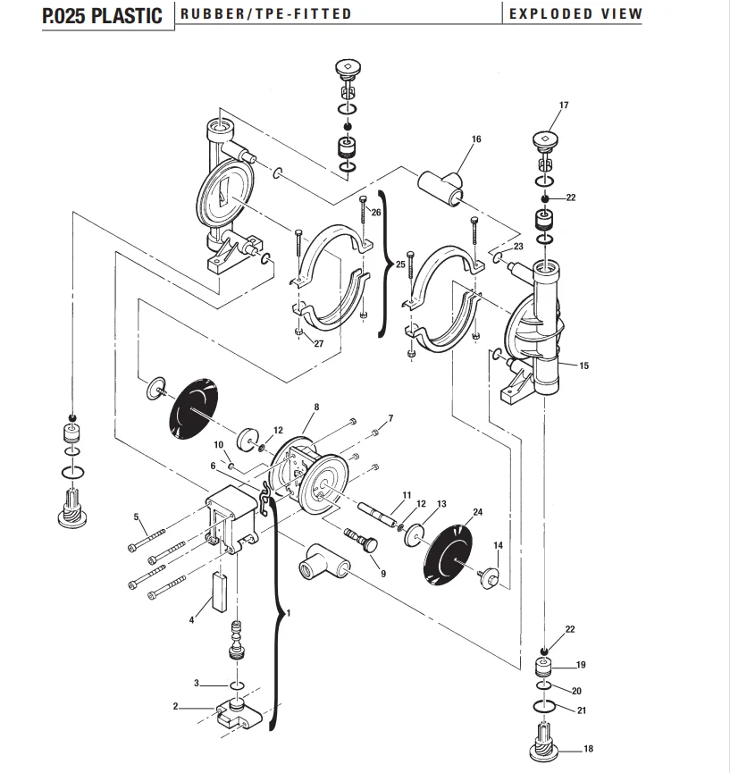 P.025/PZPPP/TNL/TF/PTV Wlden Aeris operatus Duplex Pneumatica Diaphragma Pump elit