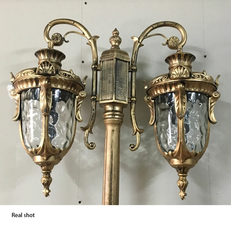 2m 3m height antique cast aluminum led garden post with lamp on top garden light