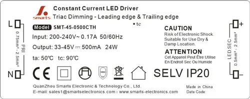  33-45vdc 24w triac dimmable led driver for pool lighting 