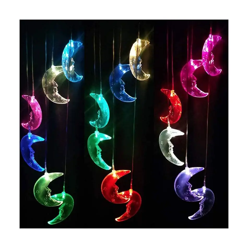 DIFUL Night Decoration Lights Colorful Moon LED Wind Chimes Outdoor Garden Decorative Lighting Wind Chimes Decoration Light