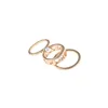 VRIUA Metallic Texture 3 Piece Set Openwork Letter Mixed Color Ring