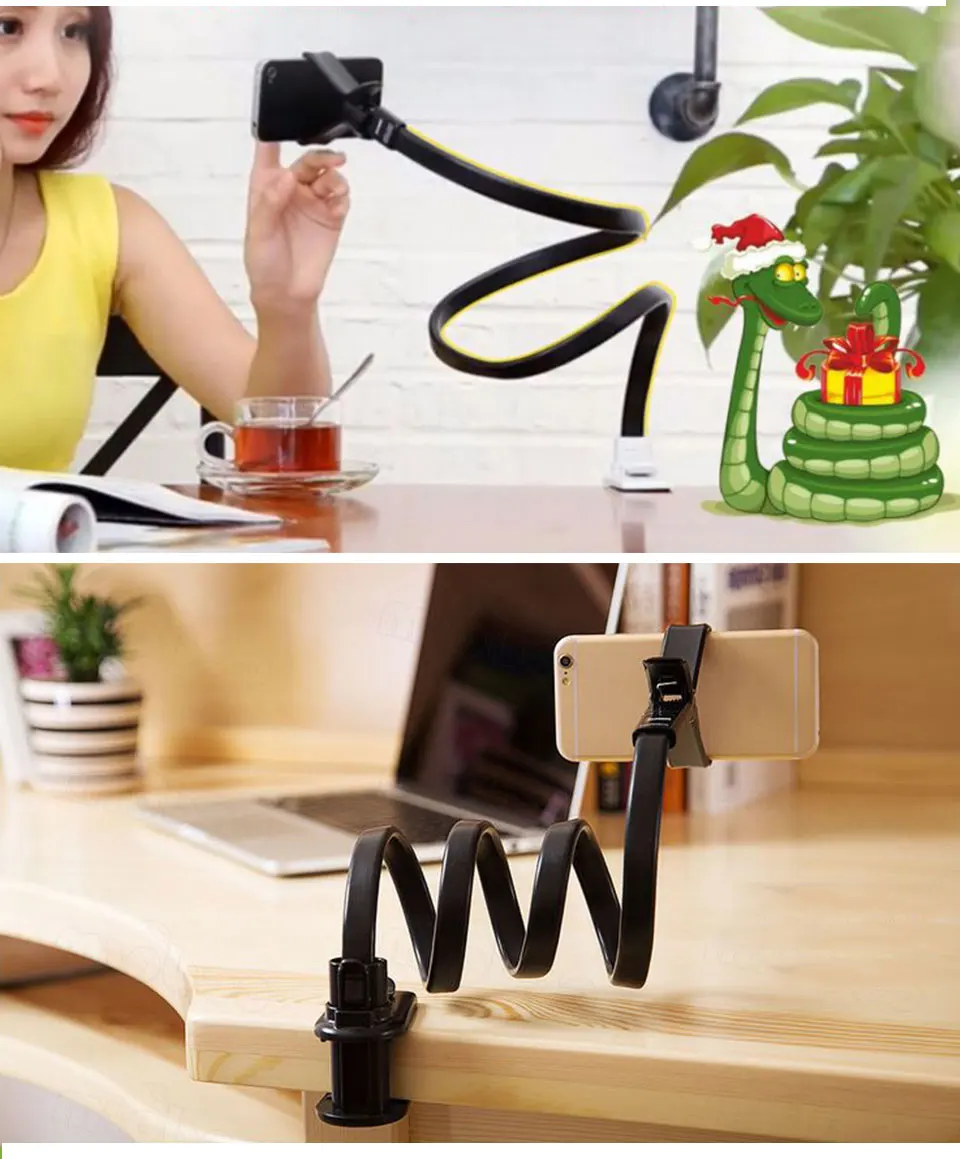 2020 热通用懒人支架灵活书桌保持器支架安装件 360 夹手机站在桌子上