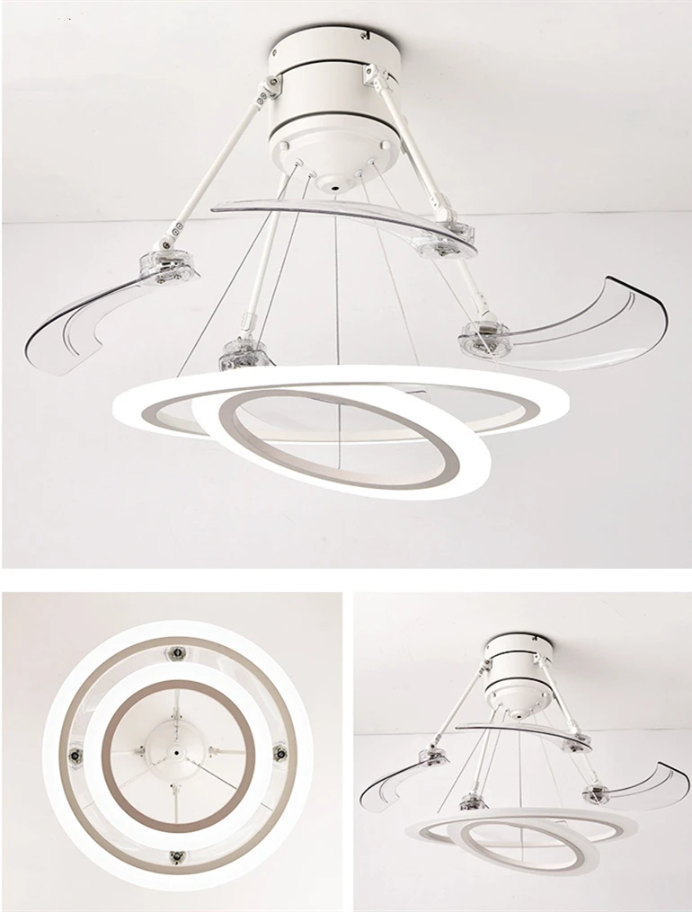 New style  indoor led ceiling fans light decorative ceiling mounted fan light with remote led fan light acrylic chandelier